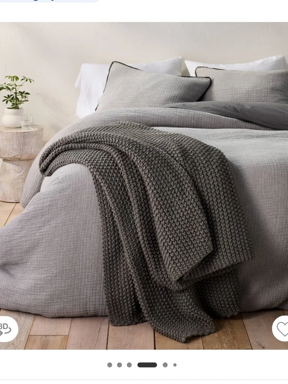 Casaluna Chunky Knit Throw - Charcoal Gray